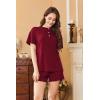 imageEkouaer Womens Pajama Sets 2 Piece Pjs Short Sleeve Lounge Set Soft Comfy Sleepwear Loungewear SXXLWine Red