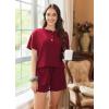 imageEkouaer Womens Pajama Sets 2 Piece Pjs Short Sleeve Lounge Set Soft Comfy Sleepwear Loungewear SXXLWine Red