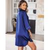 imageEkouaer Womens Silk Nightgown 34 Sleeve Sleepwear Satin Boyfriend Sleepshirt Button Nightshirt S2XLA06 Navy Blue