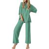 imageEkouaer Lounge Sets for Women Short Sleeve Tops and Long Pants Soft Comfy Pajamas Set 2 Piece Outfits SXXLGray Green
