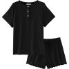 imageEkouaer Womens Pajama Sets 2 Piece Pjs Short Sleeve Lounge Set Soft Comfy Sleepwear Loungewear SXXLBlack