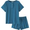 imageEkouaer Womens Pajama Sets 2 Piece Pjs Short Sleeve Lounge Set Soft Comfy Sleepwear Loungewear SXXLBlue