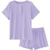 imageEkouaer Womens Pajama Sets 2 Piece Pjs Short Sleeve Lounge Set Soft Comfy Sleepwear Loungewear SXXLLilac
