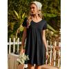 imageEkouaer Nightgowns for Women Short Sleeve Sleepshirt V Neck Short Nightshirt Pullover Soft Ruffled Sleepwear SXXXLBlack