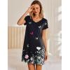 imageEkouaer Nightgowns for Women Short Sleeve Sleepshirt V Neck Short Nightshirt Pullover Soft Ruffled Sleepwear SXXXLButterfly Flower