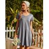 imageEkouaer Nightgowns for Women Short Sleeve Sleepshirt V Neck Short Nightshirt Pullover Soft Ruffled Sleepwear SXXXLDark Drey