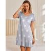 imageEkouaer Nightgowns for Women Short Sleeve Sleepshirt V Neck Short Nightshirt Pullover Soft Ruffled Sleepwear SXXXLGrey Star