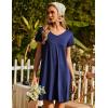 imageEkouaer Nightgowns for Women Short Sleeve Sleepshirt V Neck Short Nightshirt Pullover Soft Ruffled Sleepwear SXXXLNavy Blue