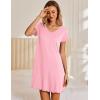 imageEkouaer Nightgowns for Women Short Sleeve Sleepshirt V Neck Short Nightshirt Pullover Soft Ruffled Sleepwear SXXXLPink