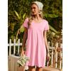 imageEkouaer Nightgowns for Women Short Sleeve Sleepshirt V Neck Short Nightshirt Pullover Soft Ruffled Sleepwear SXXXLPink