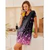 imageEkouaer Nightgowns for Women Short Sleeve Sleepshirt V Neck Short Nightshirt Pullover Soft Ruffled Sleepwear SXXXLPink Flower