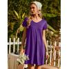 imageEkouaer Nightgowns for Women Short Sleeve Sleepshirt V Neck Short Nightshirt Pullover Soft Ruffled Sleepwear SXXXLPurple