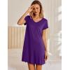 imageEkouaer Nightgowns for Women Short Sleeve Sleepshirt V Neck Short Nightshirt Pullover Soft Ruffled Sleepwear SXXXLPurple