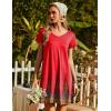 imageEkouaer Nightgowns for Women Short Sleeve Sleepshirt V Neck Short Nightshirt Pullover Soft Ruffled Sleepwear SXXXLRed Feather