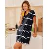 imageEkouaer Nightgowns for Women Short Sleeve Sleepshirt V Neck Short Nightshirt Pullover Soft Ruffled Sleepwear SXXXLStripe