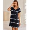 imageEkouaer Nightgowns for Women Short Sleeve Sleepshirt V Neck Short Nightshirt Pullover Soft Ruffled Sleepwear SXXXLStripe