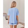 imageEkouaer Women Pajamas set Loose Soft Lounge Set Crew Neck TShirts Top and Sport Shorts Tracksuit with PocketsBaby Blue