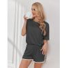 imageEkouaer Women Pajamas set Loose Soft Lounge Set Crew Neck TShirts Top and Sport Shorts Tracksuit with PocketsDark Gray