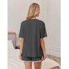 imageEkouaer Women Pajamas set Loose Soft Lounge Set Crew Neck TShirts Top and Sport Shorts Tracksuit with PocketsDark Gray