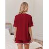 imageEkouaer Women Pajamas set Loose Soft Lounge Set Crew Neck TShirts Top and Sport Shorts Tracksuit with PocketsDark Red