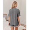 imageEkouaer Women Pajamas set Loose Soft Lounge Set Crew Neck TShirts Top and Sport Shorts Tracksuit with PocketsDim Gray