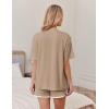 imageEkouaer Women Pajamas set Loose Soft Lounge Set Crew Neck TShirts Top and Sport Shorts Tracksuit with PocketsKhaki