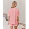 imageEkouaer Women Pajamas set Loose Soft Lounge Set Crew Neck TShirts Top and Sport Shorts Tracksuit with PocketsLight Coral