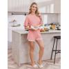 imageEkouaer Women Pajamas set Loose Soft Lounge Set Crew Neck TShirts Top and Sport Shorts Tracksuit with PocketsLight Coral