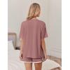 imageEkouaer Women Pajamas set Loose Soft Lounge Set Crew Neck TShirts Top and Sport Shorts Tracksuit with PocketsPale Violet Red