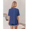 imageEkouaer Women Pajamas set Loose Soft Lounge Set Crew Neck TShirts Top and Sport Shorts Tracksuit with PocketsPrussian Blue