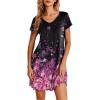 imageEkouaer Nightgowns for Women Short Sleeve Sleepshirt V Neck Short Nightshirt Pullover Soft Ruffled Sleepwear SXXXLPink Flower