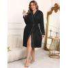 imageEkouaer Plus Size Robes for Women Lightweight Bathrobe V Neck Kimono Loungewear Soft Maternity Robes with Pockets 1X5XBlack