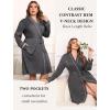 imageEkouaer Plus Size Robes for Women Lightweight Bathrobe V Neck Kimono Loungewear Soft Maternity Robes with Pockets 1X5XDark Gray