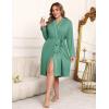 imageEkouaer Plus Size Robes for Women Lightweight Bathrobe V Neck Kimono Loungewear Soft Maternity Robes with Pockets 1X5XGray Green