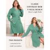 imageEkouaer Plus Size Robes for Women Lightweight Bathrobe V Neck Kimono Loungewear Soft Maternity Robes with Pockets 1X5XGray Green