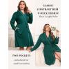 imageEkouaer Plus Size Robes for Women Lightweight Bathrobe V Neck Kimono Loungewear Soft Maternity Robes with Pockets 1X5XLake Green