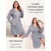 imageEkouaer Plus Size Robes for Women Lightweight Bathrobe V Neck Kimono Loungewear Soft Maternity Robes with Pockets 1X5XLight Gray