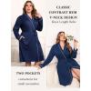 imageEkouaer Plus Size Robes for Women Lightweight Bathrobe V Neck Kimono Loungewear Soft Maternity Robes with Pockets 1X5XNavy Blue