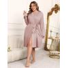 imageEkouaer Plus Size Robes for Women Lightweight Bathrobe V Neck Kimono Loungewear Soft Maternity Robes with Pockets 1X5XPink