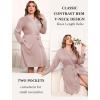 imageEkouaer Plus Size Robes for Women Lightweight Bathrobe V Neck Kimono Loungewear Soft Maternity Robes with Pockets 1X5XPink