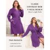 imageEkouaer Plus Size Robes for Women Lightweight Bathrobe V Neck Kimono Loungewear Soft Maternity Robes with Pockets 1X5XPurple