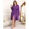 imageEkouaer Plus Size Robes for Women Lightweight Bathrobe V Neck Kimono Loungewear Soft Maternity Robes with Pockets 1X5XPurple