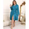 imageEkouaer Plus Size Robes for Women Lightweight Bathrobe V Neck Kimono Loungewear Soft Maternity Robes with Pockets 1X5XTeal