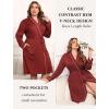 imageEkouaer Plus Size Robes for Women Lightweight Bathrobe V Neck Kimono Loungewear Soft Maternity Robes with Pockets 1X5XWine Red