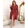 imageEkouaer Plus Size Robes for Women Lightweight Bathrobe V Neck Kimono Loungewear Soft Maternity Robes with Pockets 1X5XWine Red