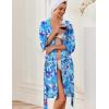 imageEkouaer Robes for Women Knee Length Kimono Bathrobe Lightweight 34 Sleeve Sleepwear Soft Loungewear with Pockets SXXLAqua Floral
