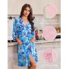 imageEkouaer Robes for Women Knee Length Kimono Bathrobe Lightweight 34 Sleeve Sleepwear Soft Loungewear with Pockets SXXLAqua Floral