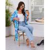 imageEkouaer Robes for Women Knee Length Kimono Bathrobe Lightweight 34 Sleeve Sleepwear Soft Loungewear with Pockets SXXLAqua Floral