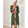 imageEkouaer Robes for Women Knee Length Kimono Bathrobe Lightweight 34 Sleeve Sleepwear Soft Loungewear with Pockets SXXLArmy Green