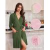 imageEkouaer Robes for Women Knee Length Kimono Bathrobe Lightweight 34 Sleeve Sleepwear Soft Loungewear with Pockets SXXLArmy Green